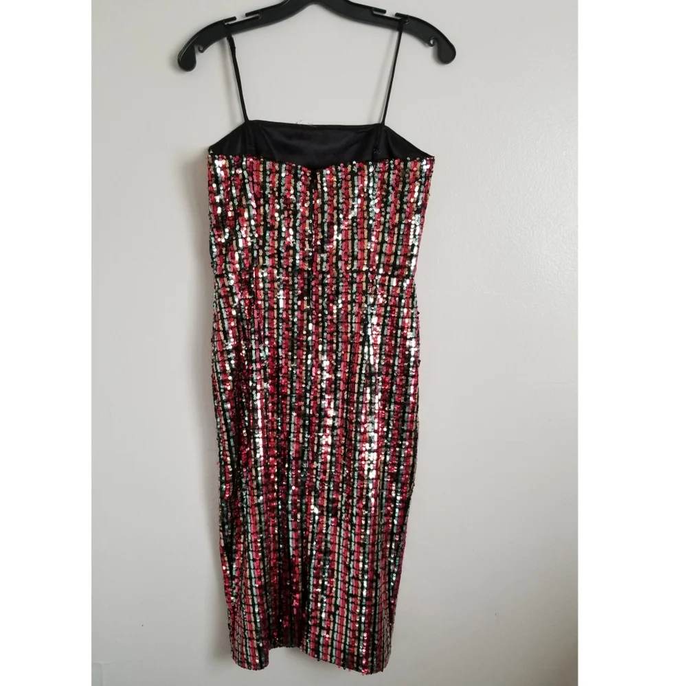 MILLY Chrystie Square Neck Sequin Midi Dress